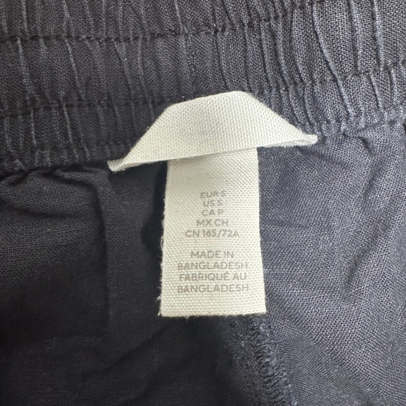 Black Linen Blend H&M Drawstring Pants - Picture 2 of 4